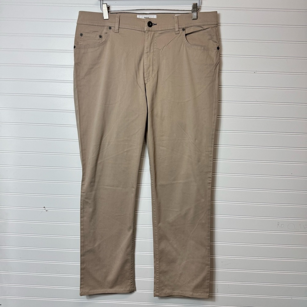 Brax Cooper Fancy Men's Fabric Stretch Regular Pants 52 L W36 L34 Beige Thin